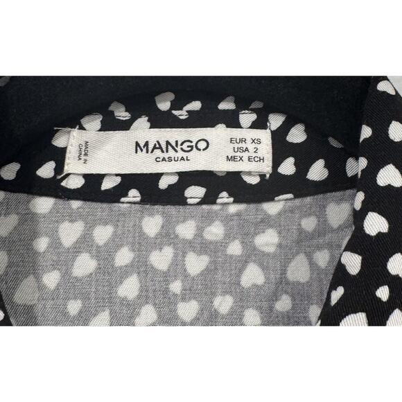 MANGO Heart Print Mini Dress Women’s Size 2 Embroidered Heart Breaker Buttons - Picture 4 of 8